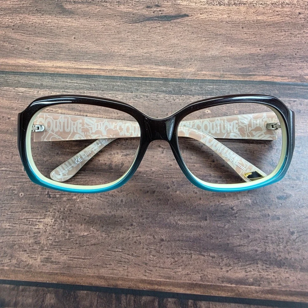 Juicy Couture JU 522/S Black Teal Cream Rectangular Eyeglass Frames 56-15-130